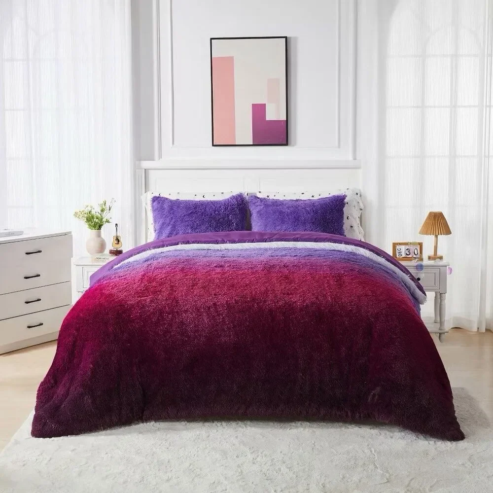 Celestial Garden Full Queen Faux Fur Comforter Soft Plush Bedding
